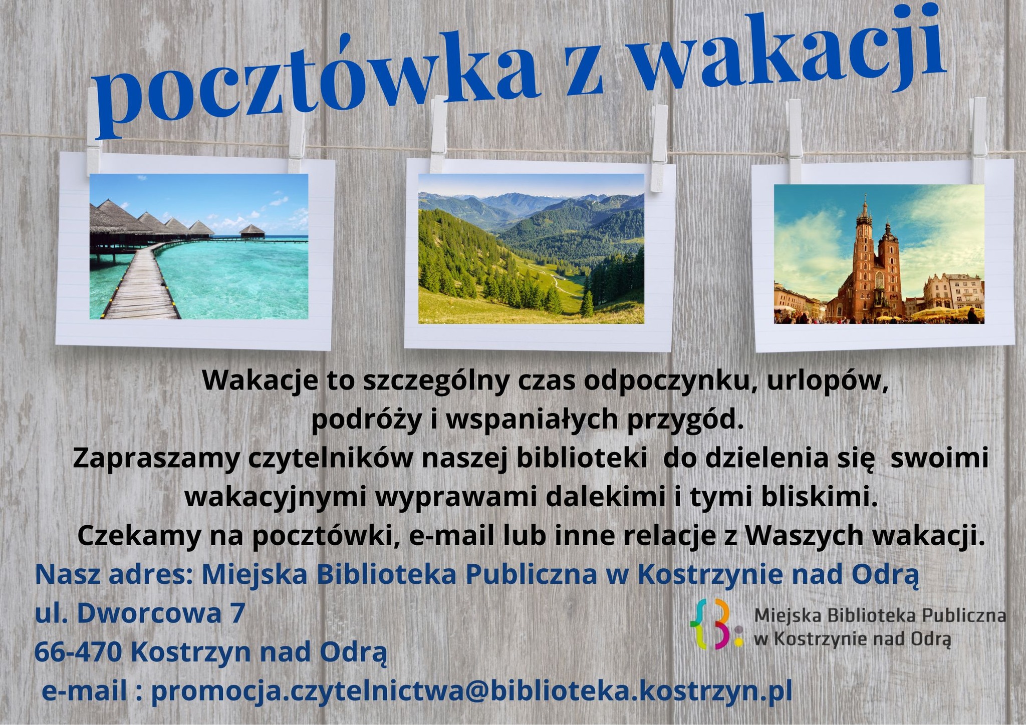 Plakat informacyjny akcji Pocztówka z wakacji 2022