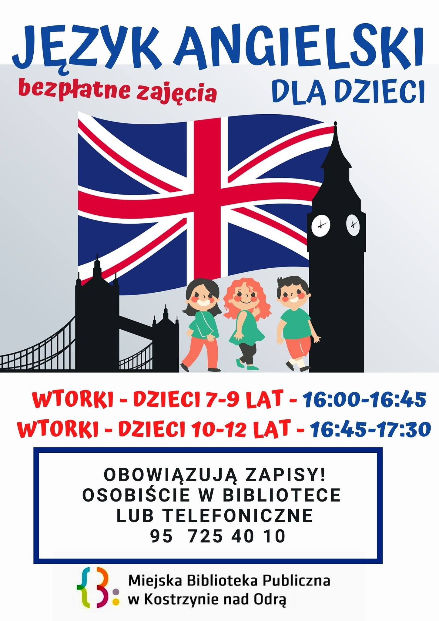 Plakat informacyjny Nauka języka angielskiego