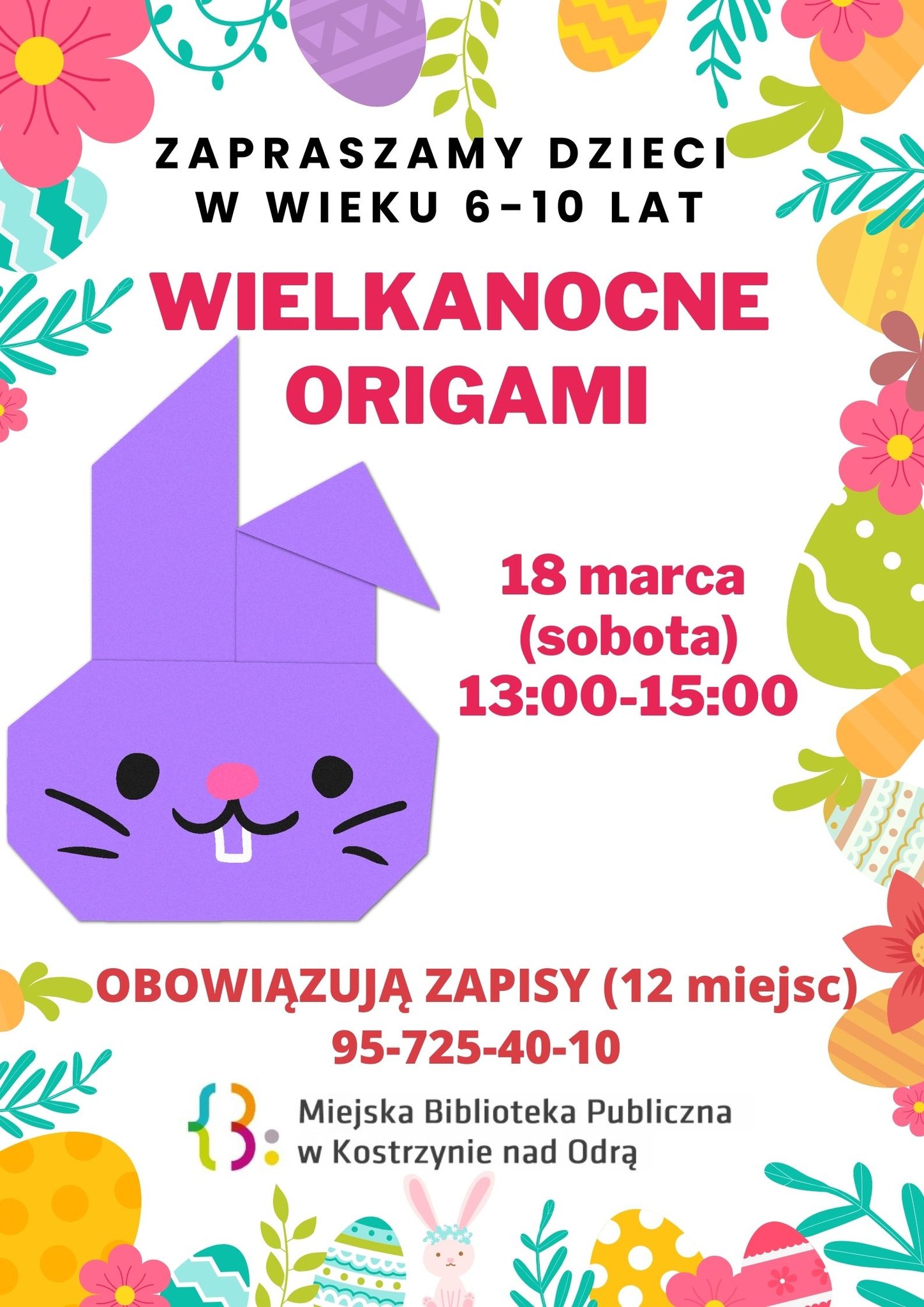 Plakat informacyjny - Warsztaty Wielkanocne Origami