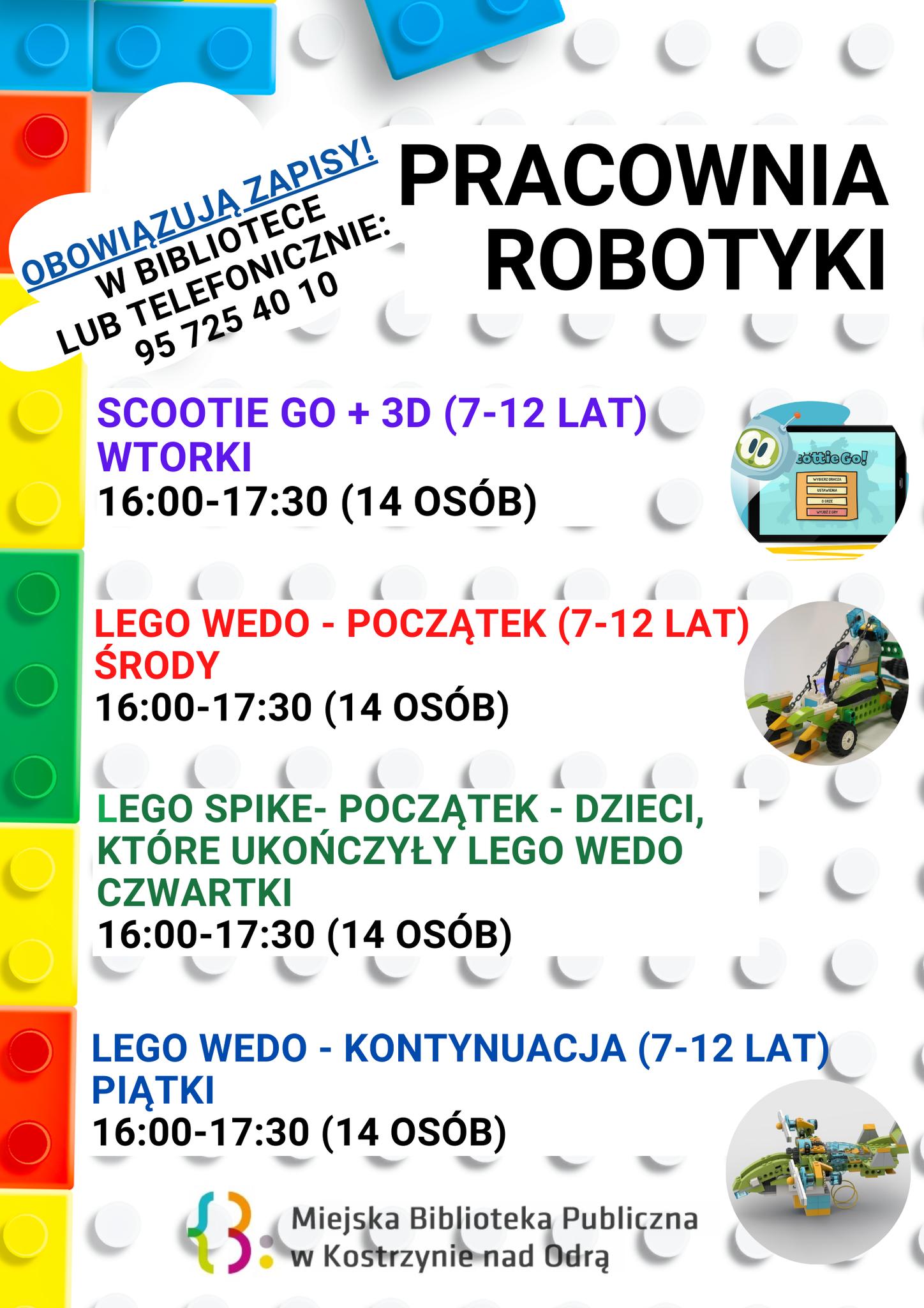 plakat informacyjny dot. zapisów na zajęcia robotyki