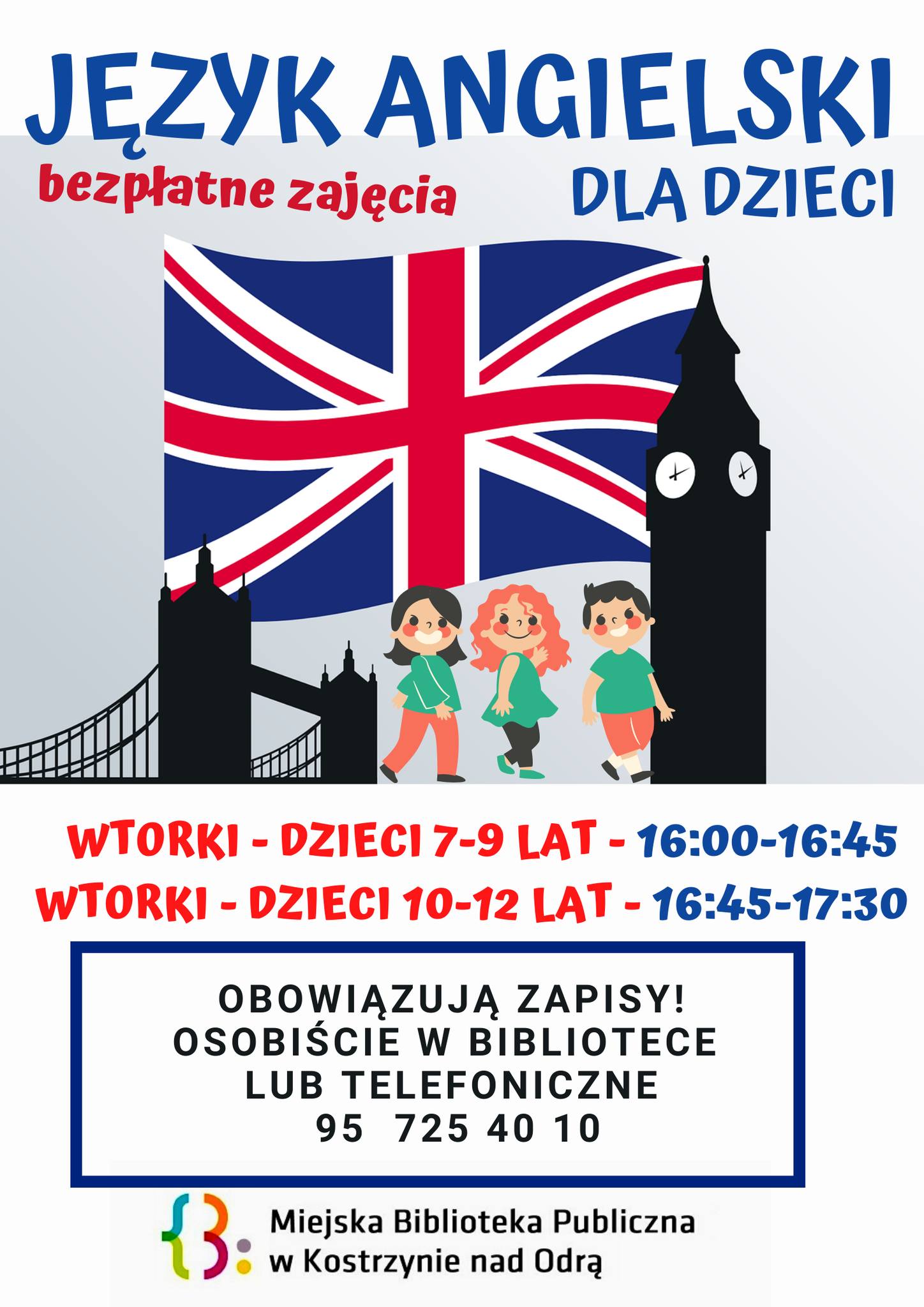 plakat informacyjny dot. zapisów na zajęcia języka angielskiego