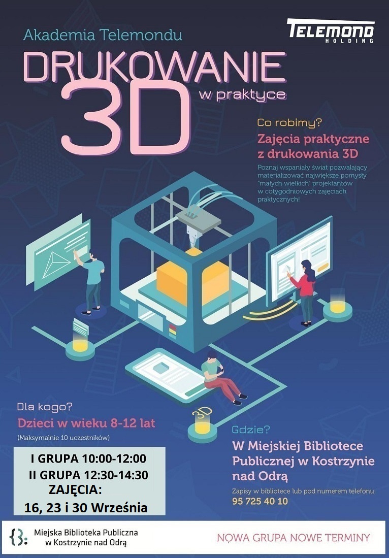 Plakat informacyjny Akademia Telemondu Drukowanie 3D