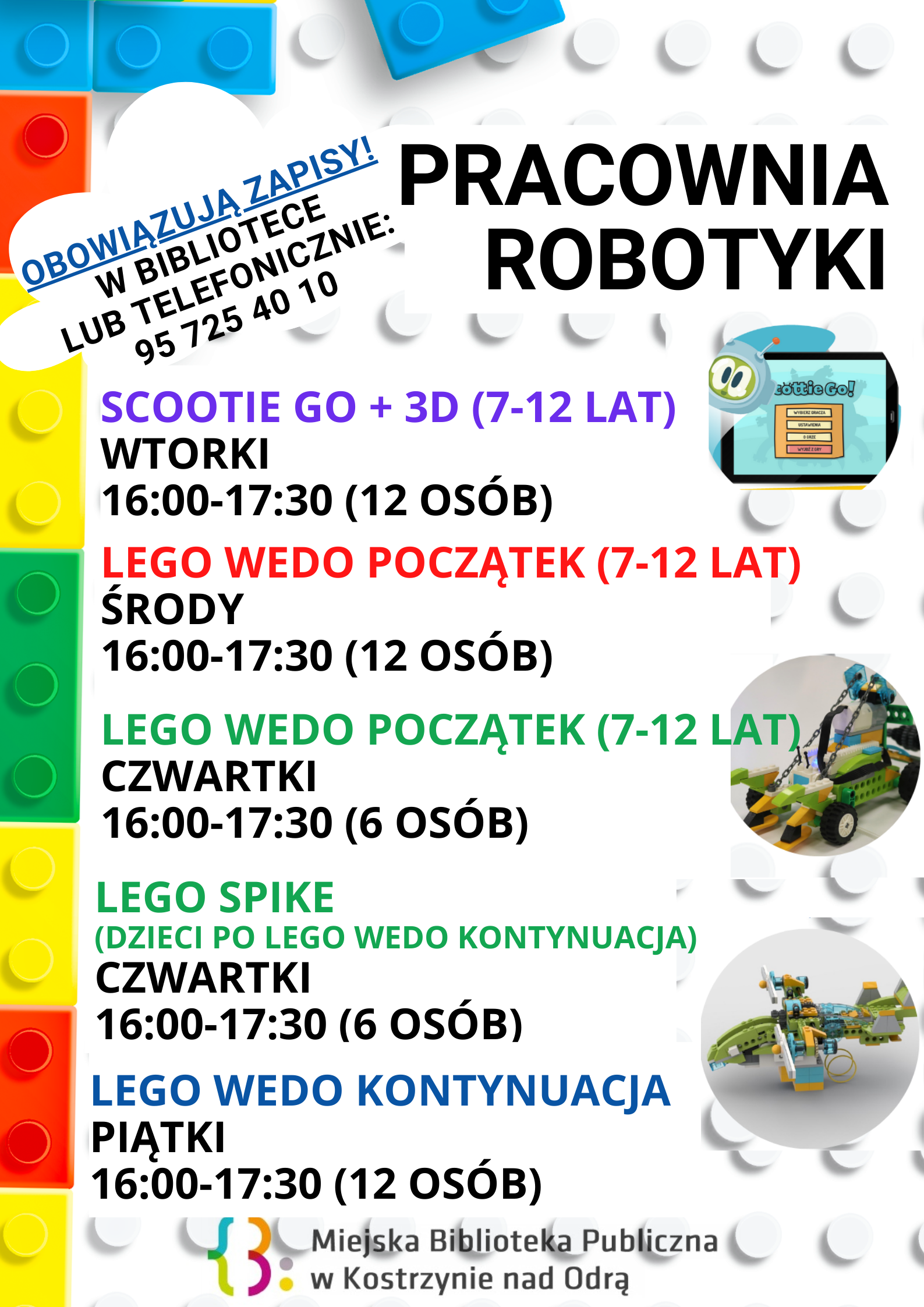 plakat informacyjny dot. zapisów do pracowni robotyki