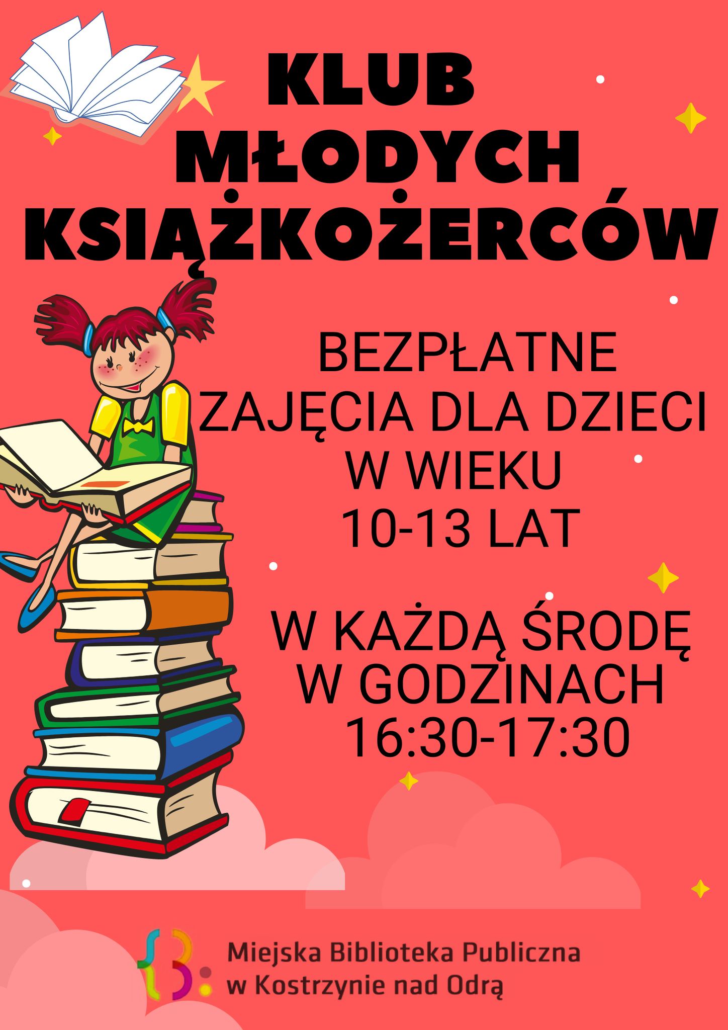 plakat informacyjny dot. klubu młodych książkożerców