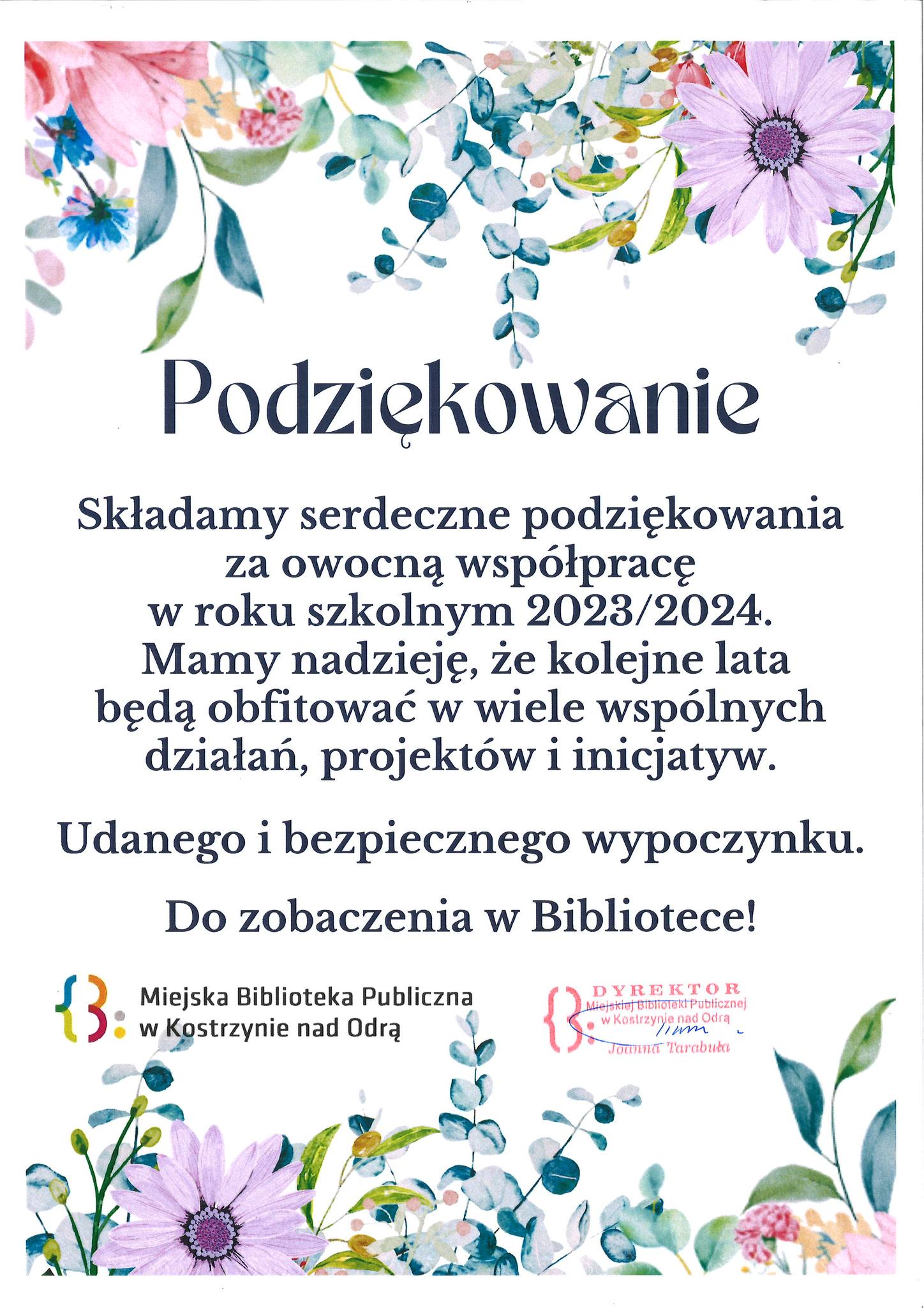 Plakat z Podziękowaniem 