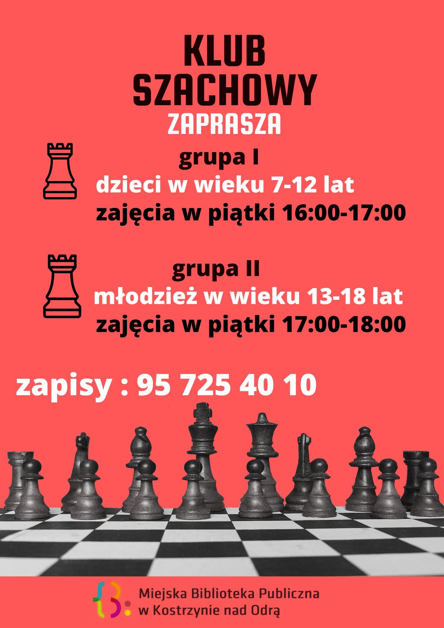 plakat informacyjny dot. zapisów na zajęcia szachowe 2024/2025