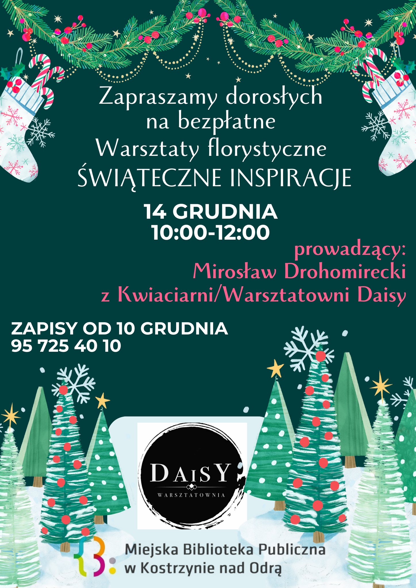 Warsztaty florystyczne - plakat informacyjny