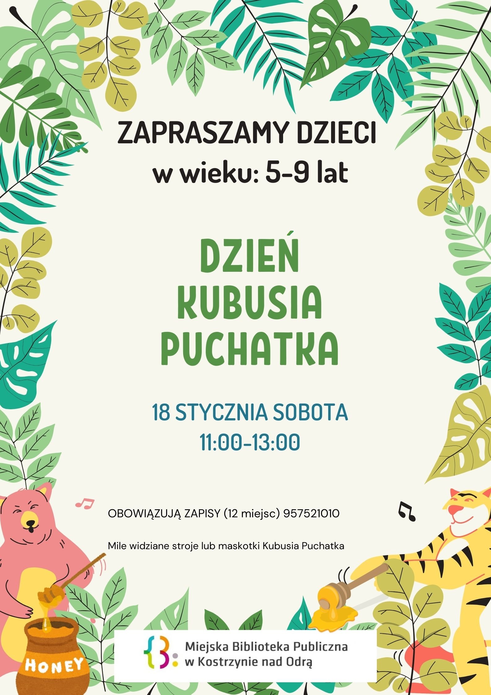 Plakat informacyjny - dzień Kubusia Puchatka