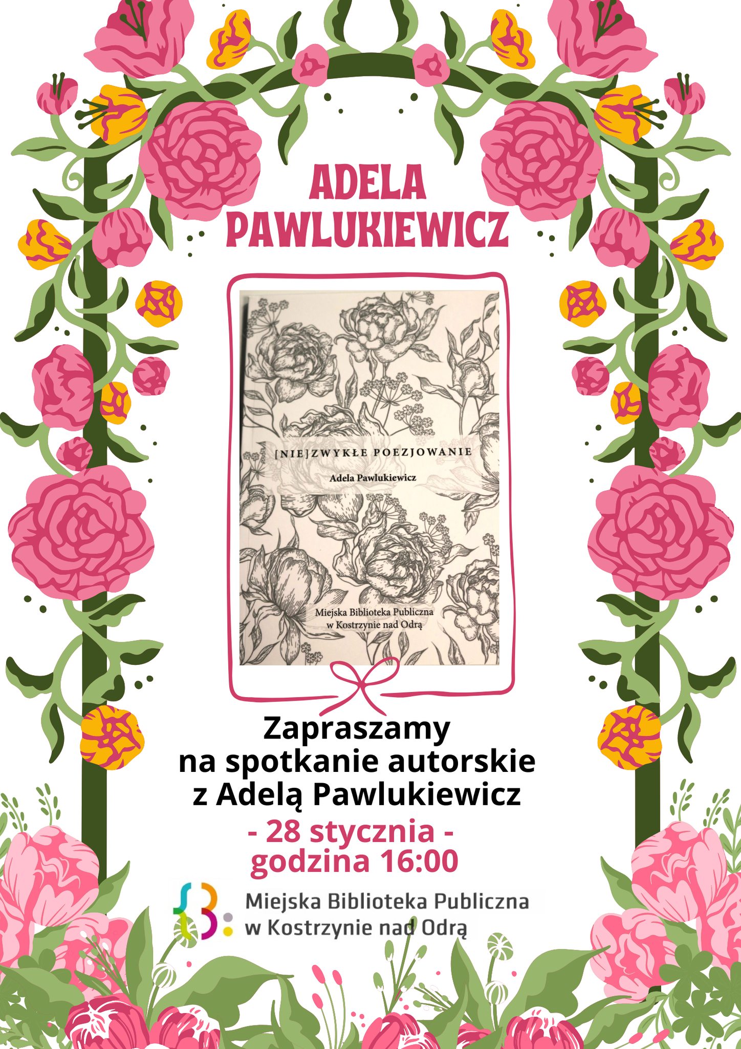 Spotkanie z autorką Adelą Pawlukiewicz Plakat informacyjny - ogólny