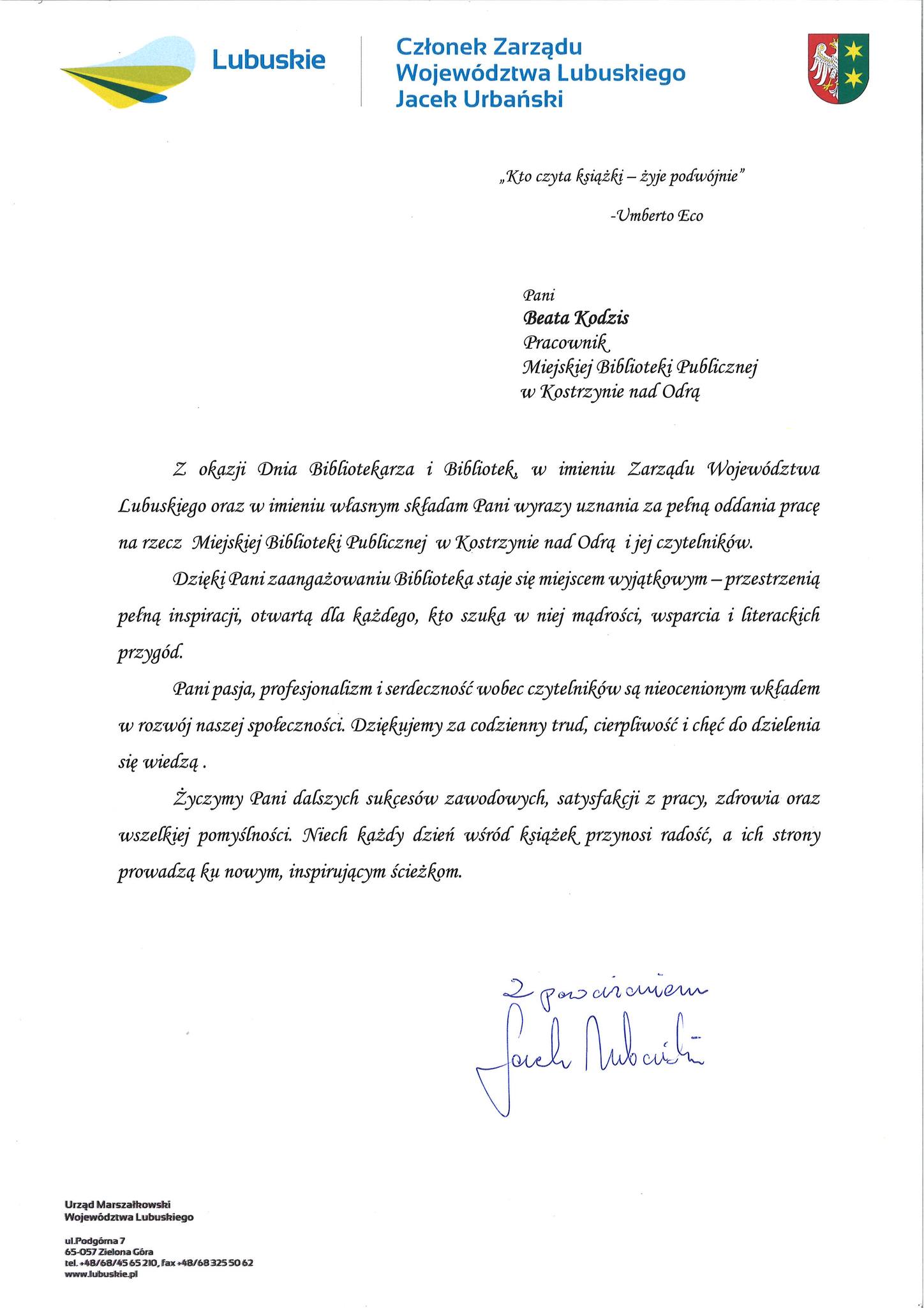 Wyróżnienia naszych bibliotekarzy 