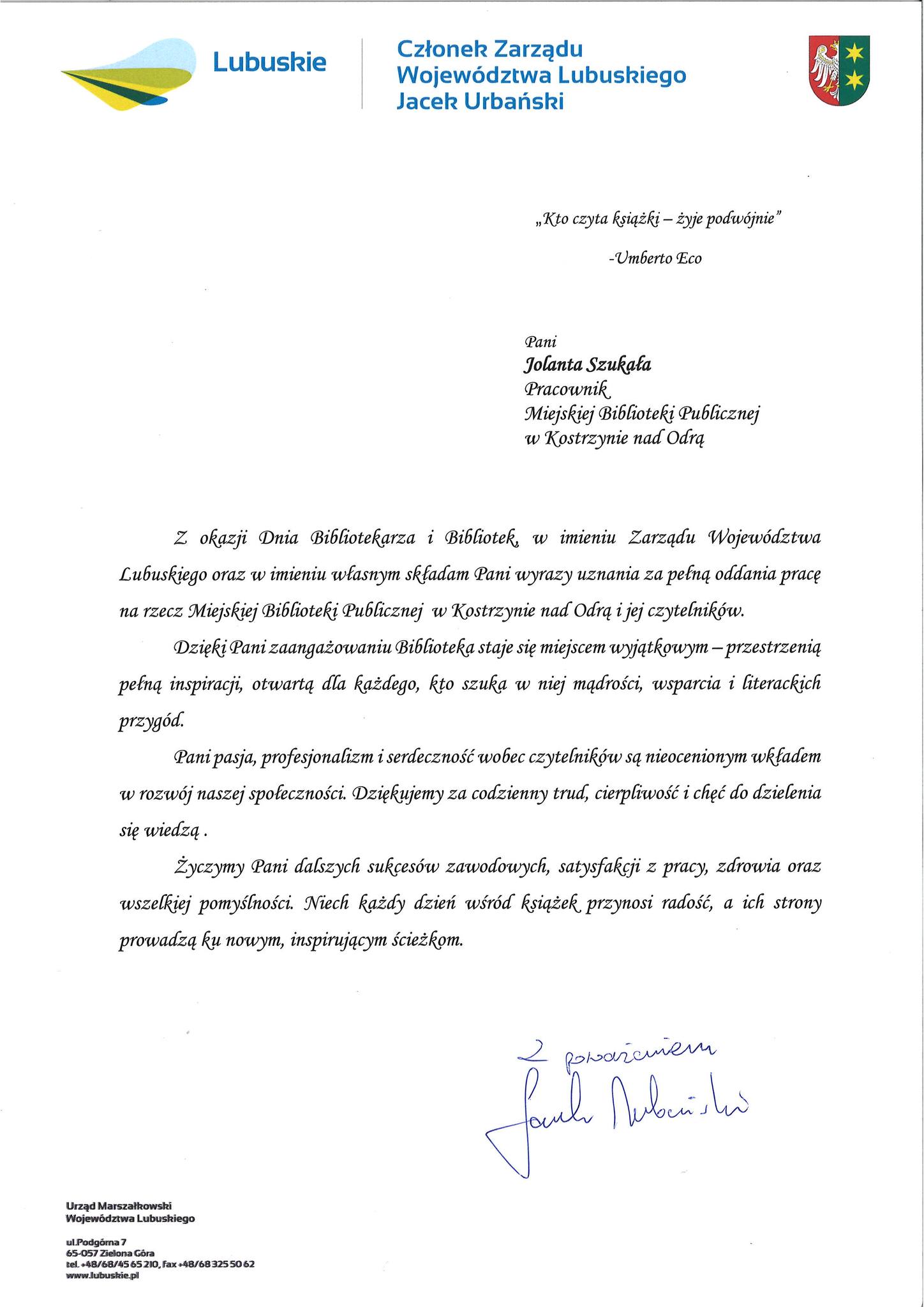 Wyróżnienia naszych bibliotekarzy